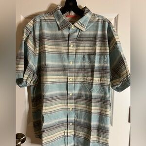 Tommy Bahama Men's Striped Button Down Shirt - Blue and Gray
